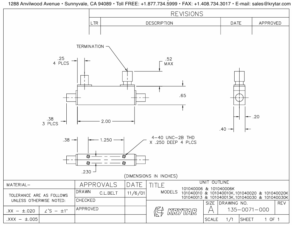 ?101040030/101040030K定向耦合器KRYTAR